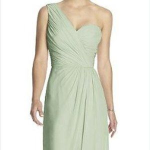 Dessy One-Shoulder Draped Chiffon Maxi Dress - Celadon- Size 10L
